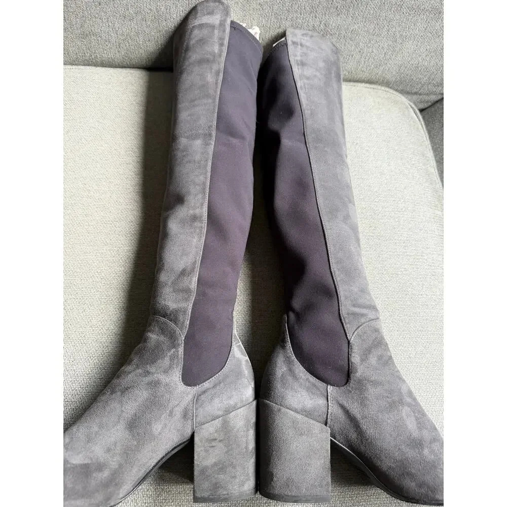 Stuart Weitzman Reserve 5050 Over The Knee Suede Boots Slate Gray 5.5